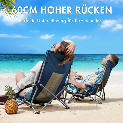 Portal Strandstuhl 2er-Set, faltbarer Campingstuhl mit Getränkehalter