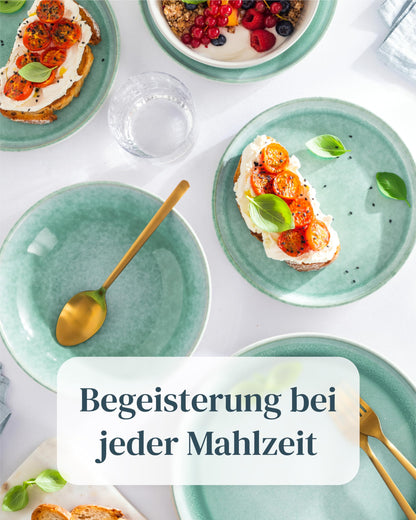 Pure Living Ibiza Steingut Geschirrset 6 Personen - 24 tlg. Türkis