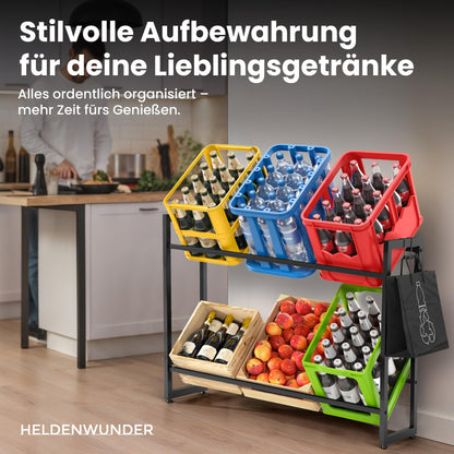 Heldenwunder Getränkekistenregal - Metall, 6 Kisten, höhenverstellbar