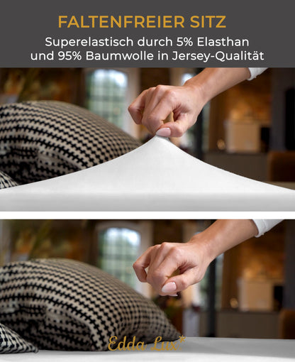 EDDA LUX Premium Spannbettlaken Boxspringbett 180-200x200-220 cm weiss
