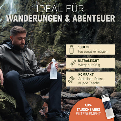 Bachgold Squeeze Wasserfilter Outdoor mit Virus-Filtration, 1000 ml