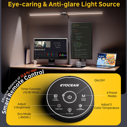 EYOCEAN Doppelkopf Schreibtischlampe Dimmbar – Monitor Tageslicht