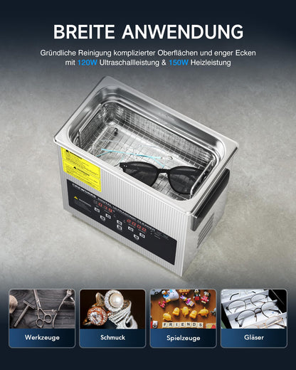 CREWORKS Ultraschallreiniger 3L – Heizung, Timer, Degas-Funktion