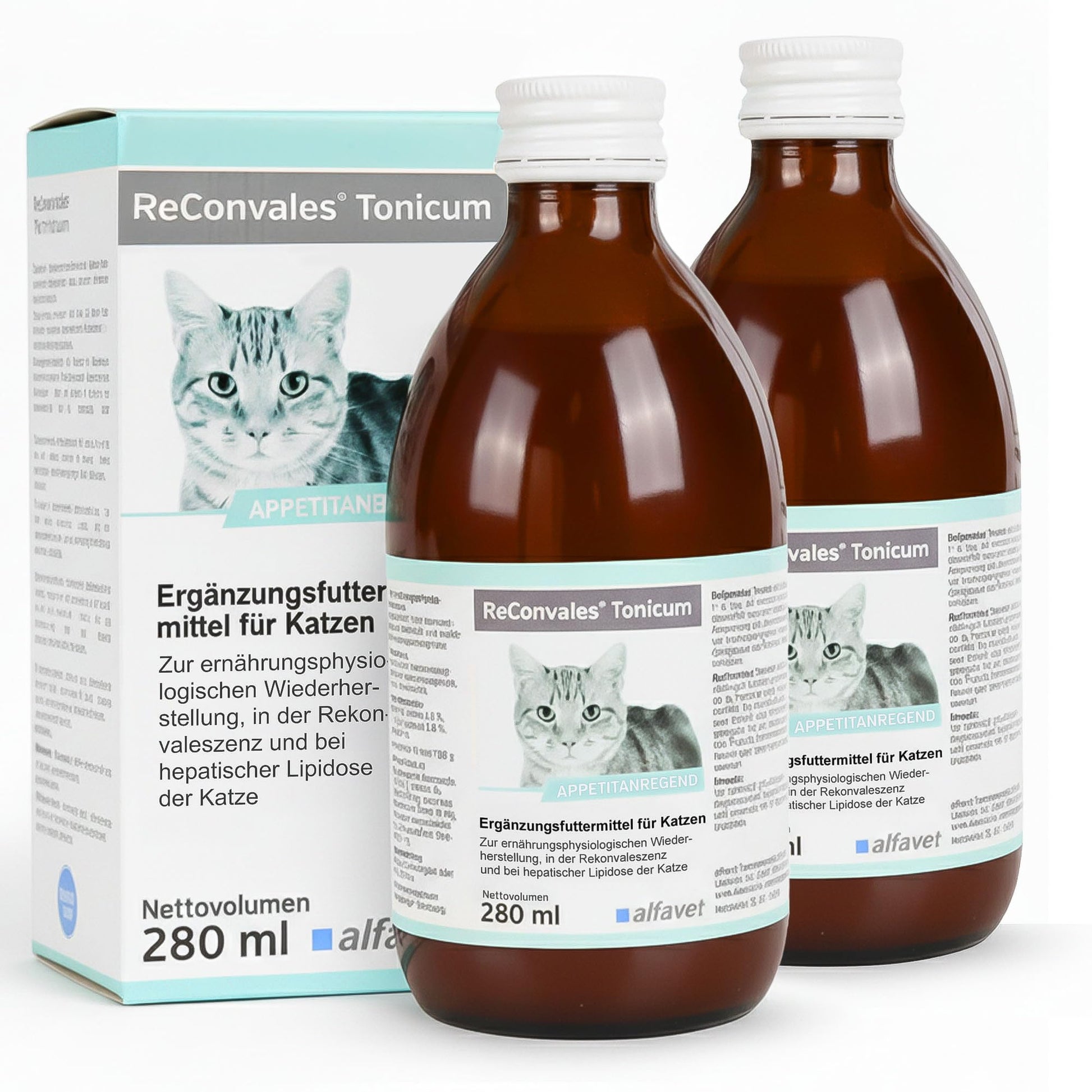 Alfavet ReConvales Tonicum Katze, Ergänzungsfuttermittel, 2 x 280 ml, flüssiges Aufbaufutter