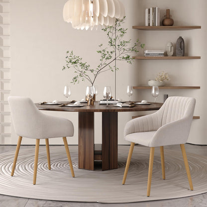 Goeurvant Armlehnen Polsterstuhl Esszimmer 4er Set - Beige Holzbeine