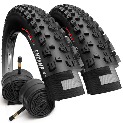 Fincci Fahrradreifen 26x2.25 MTB Faltreifen Set mit Schläuchen, faltbar, 3-mm-Profil