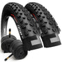 Fincci Fahrradreifen 26x2.25 MTB Faltreifen Set mit Schläuchen, faltbar, 3-mm-Profil