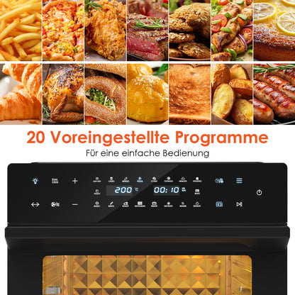 LLIVEKIT Heissluftfritteuse XXL 30L, Minibackofen mit 20 Programmen