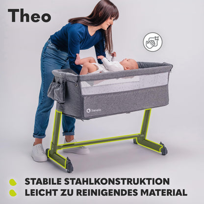 Lionelo Theo 2in1 Babybett Beistellbett Reisebett - Grau
