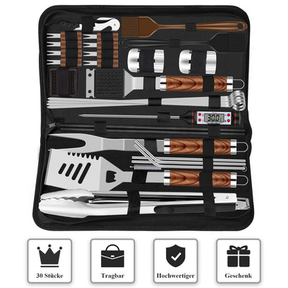 Grilliance BBQ Grillbesteck Set 30-teilig Edelstahl mit Tragetasche