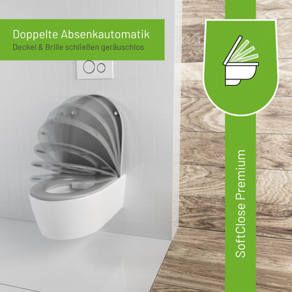 LUVETT® Toilettendeckel D-Form mit Absenkautomatik - Manhattan Grau