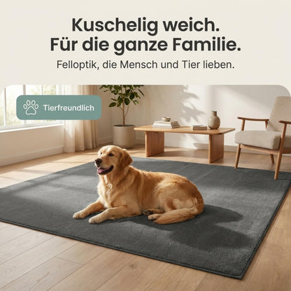 the carpet Relax Kurzflor Teppich Felloptik Anthrazit 200 x 280 cm