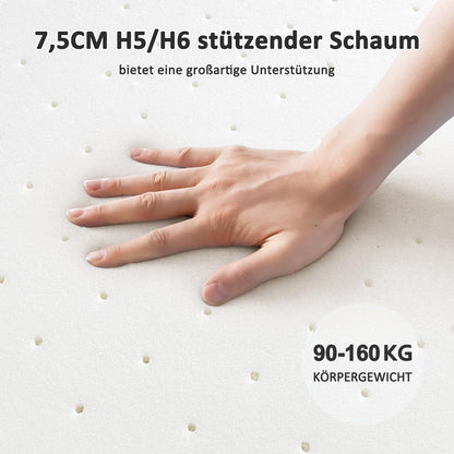 BedStory Matratzentopper 140x200 cm H5/H6, Kaltschaum, 7,5 cm