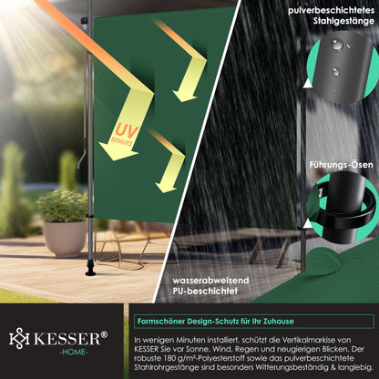 KESSER® Klemmmarkise Senkrechtmarkise 150x310cm Dunkelgrün