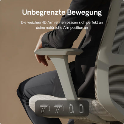 Desktronic SitOne Ergonomischer Bürostuhl mit Lendenwirbelstütze – Grau