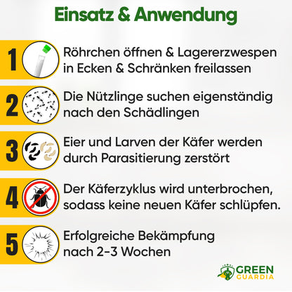 GREEN GUARDIA Lagererzwespen gegen Brotkäfer - 3 Röhrchen