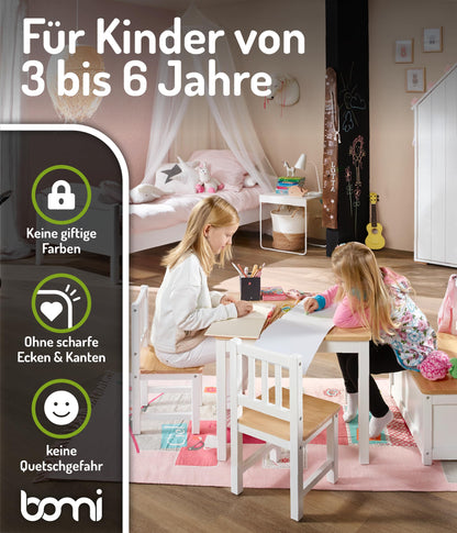 Bomi Kindersitzgruppe Anna mit Spielzeugkiste – Weiss Natur