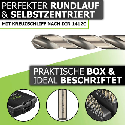 Pinava Metallbohrer-Set HSS Cobalt Pro, 19-tlg., 1–10 mm