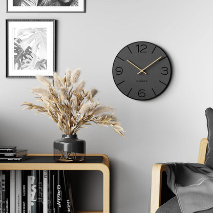 Cander Berlin Wanduhr MNU 2630 Y lautlos MDF anthrazit 30 cm