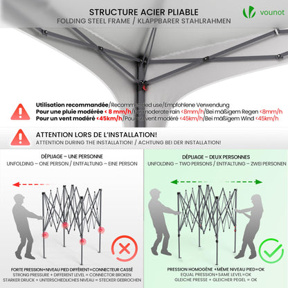 VOUNOT® Pavillon 3x3m Faltpavillon, 4 Seitenteile, Weiss