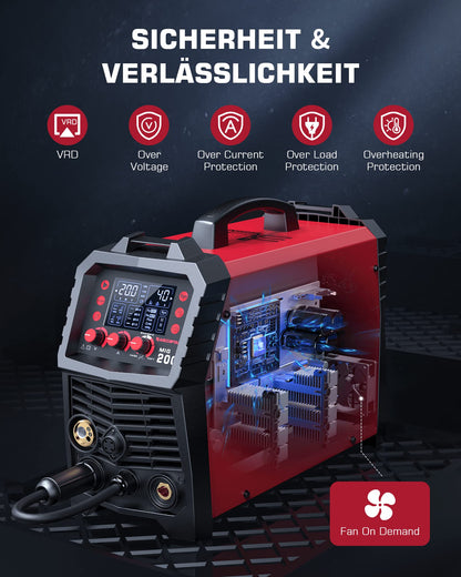 ARCCAPTAIN MIG MAG Schweißgerät 200A vollsynergisch 7-in-1