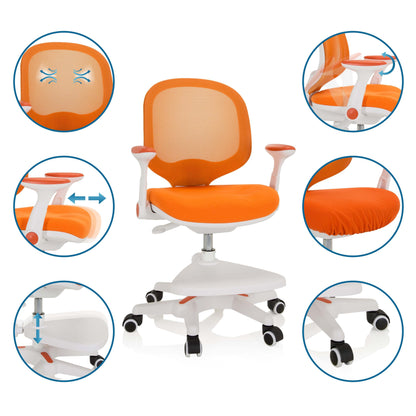 hjh OFFICE 736418 Kid Ergo Kinderstuhl Orange/Weiss