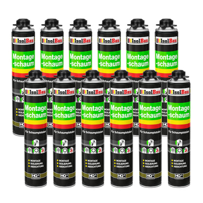 Isolbau Bauschaum Montageschaum 1K PU Pistolenschaum 12x 750ml