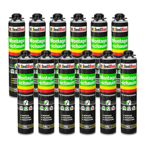 Isolbau Bauschaum Montageschaum 1K PU Pistolenschaum 12x 750ml