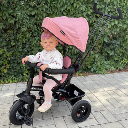 HyperMotion Dreirad 3-in-1 Kinderfahrzeug mit Schubstange – Rosa