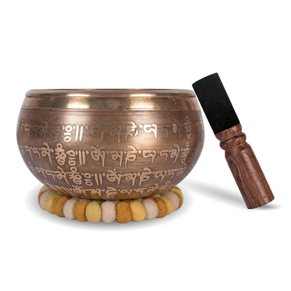 aumondo Tibetische Klangschale Set 15 cm, 800 g mit Klöppel und Kissen