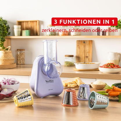 Moulinex Fresh Express DK8546E0 Elektrische Gemüsereibe 4-in-1 Lila