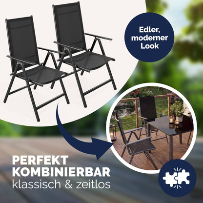 Casaria Gartenstühle Bern 2er Set, klappbarer Hochlehner aus Aluminium