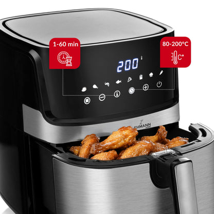 LEHMANN Heissluftfritteuse XL 6,5 L mit 8 Programmen, Air Fryer