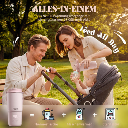 Fletop Flaschenwärmer Baby mit Akku für unterwegs, 120 W
