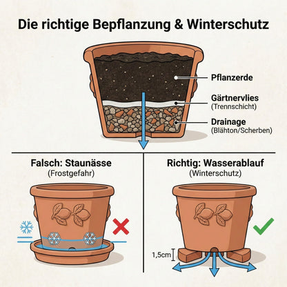 Teramico Blumentopf Terrakotta Conca Limoni mit Untersetzer 25 cm
