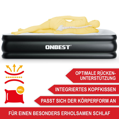 Onbest Luftbett selbstaufblasend für 2 Personen mit Pumpe schwarz
