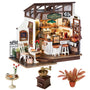 Rolife DIY Miniature House Café Shop DG162 Miniaturhaus Bausatz – Holzbausatz mit Aussenterrasse und Kronleuchter