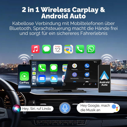 Alpinetech 10,26 Zoll Carplay Android Auto Display Dashcam