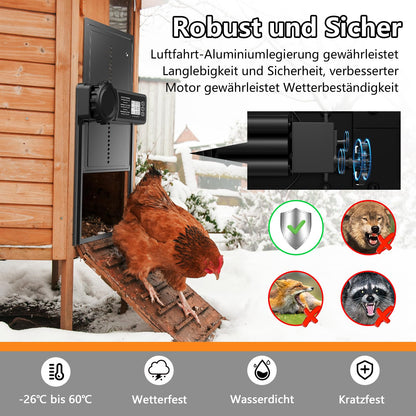 MASTERFUN Automatische Hühnerklappe aus Aluminium mit Timer