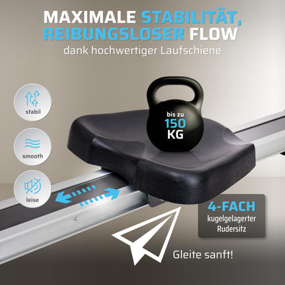 SportPlus Rudergerät klappbar – Leise Magnetbremse 150kg