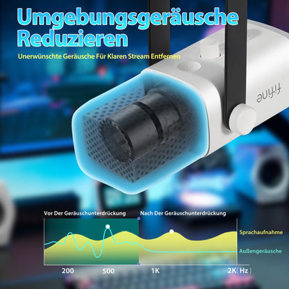 Fifine MI34 Dynamisches Streaming-Mikrofon USB/XLR mit Arm, Weiss