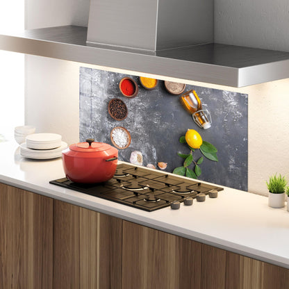 ARTHUB® Küchenrückwand Glas ESG 60x120 cm - Lebensmittel Gewürze