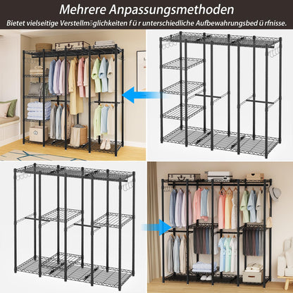 AQRA Offener Kleiderschrank, Kleiderständer System – Schwarz