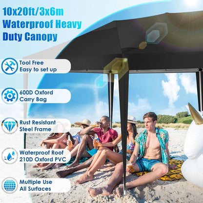 COBIZI Faltpavillon 3x6 Partyzelt - Pop-up, 6 Seitenteile, Schwarz