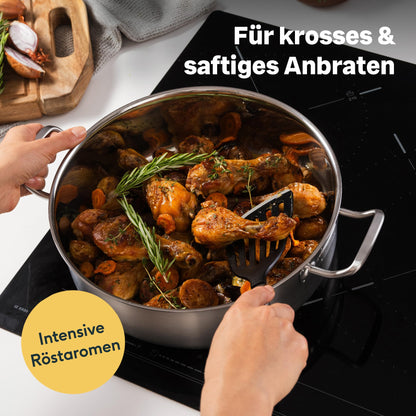 SILBERTHAL Schmorpfanne 28 cm unbeschichtet mit Deckel