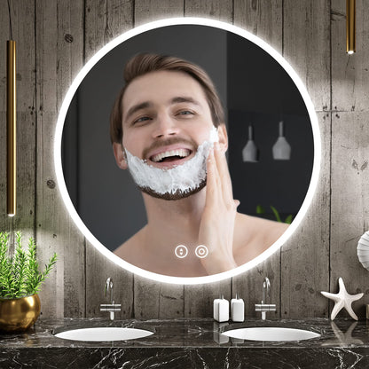 YOLEO Runder Badspiegel mit Beleuchtung – 60cm Dimmbar
