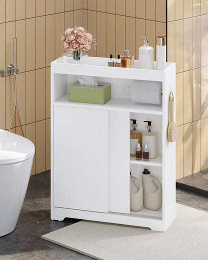 Hzuaneri Badezimmerschrank mit Schiebetür und Toilettenpapierhalter
