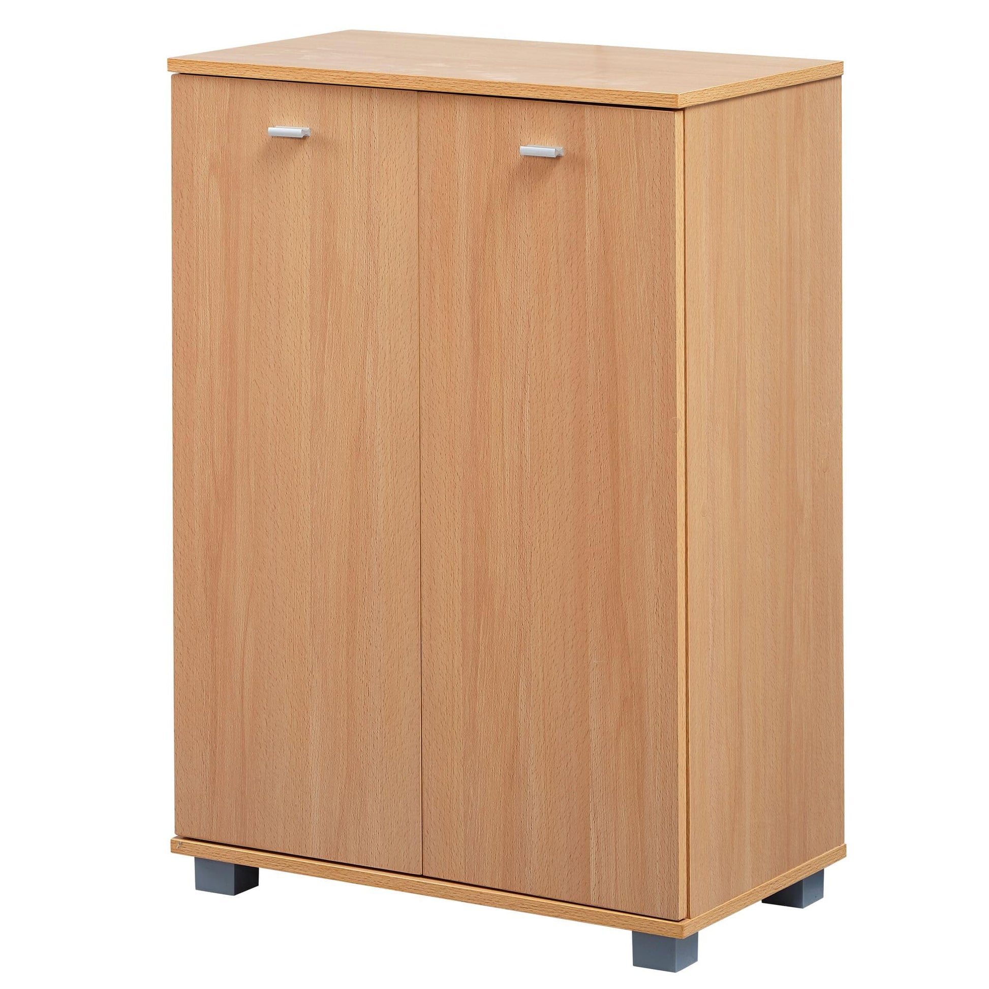 FineBuy Nimes Design Schuhschrank – Holz Modern für 12 Paar, holzfarbener, rechteckiger Schrank mit Klappen zur geordneten Lagerung von Schuhen.