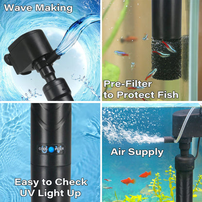 Coospider CTUV-H5P UV-Filterpumpe für Aquarien, 1200 l/h, 5 W