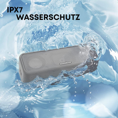 soundcore 3 Bluetooth-Lautsprecher mit Stereo-Sound und IPX7, Grau